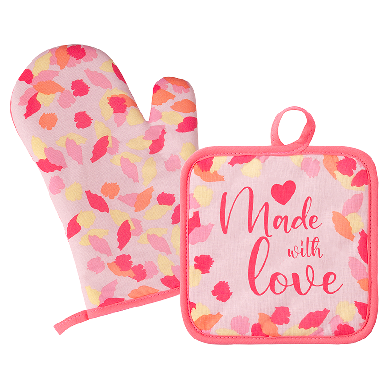 Made With Love Pot Holder & Oven Mitt Set